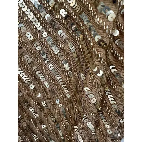 $598 Mac Duggal 5473 High Slit Embellished Sequins Dress Gold Size 8 NWT - Picture 9 of 16